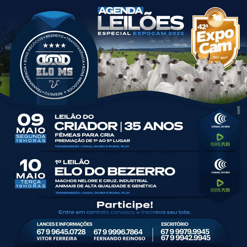 CONFIRA A AGENDA DE LEILÕES 42º EXPOCAM